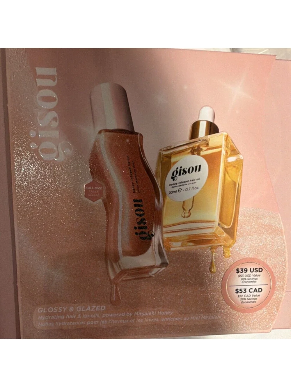 gisou Hydrating Honey Hair & Lip Oil Set 20ml Anti-Frizz Shine Unisex